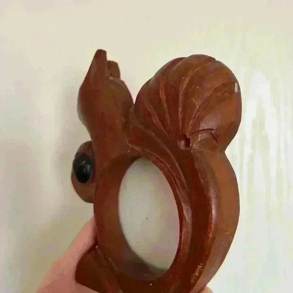 Vintage Wood Brown Squirrel Circle Picture Frame Home Decor Animal Cottagecore - Picture 7 of 10